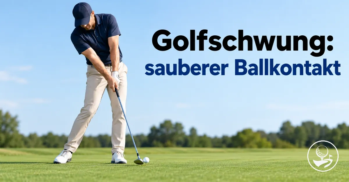 Golfanfänger mit kontrolliertem Schwung für sauberen Ballkontakt