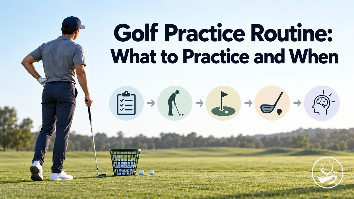 Beginner golfer following a structured golf practice routine