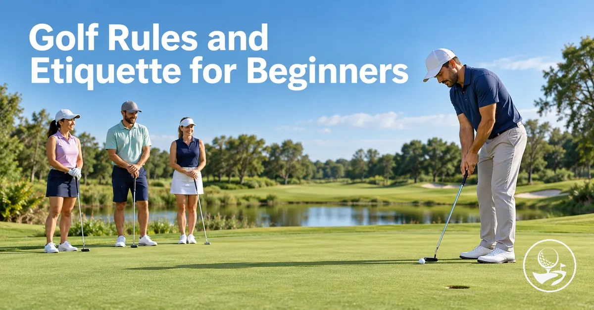 Beginner golfers following rules and etiquette on the course
