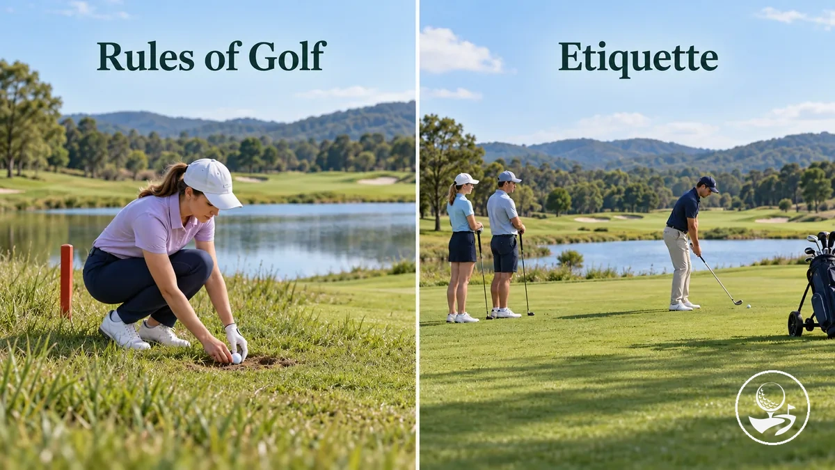 Golf rules and etiquette compared through beginner on-course situations