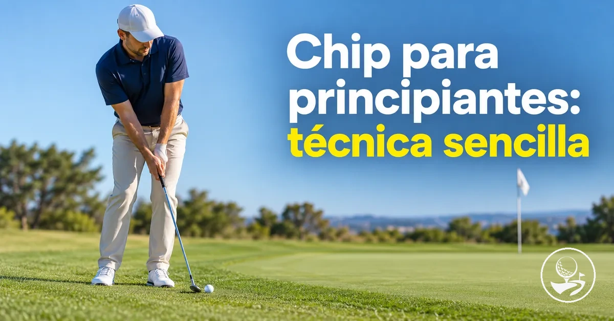 Golfista principiante practicando un chip sencillo alrededor del green
