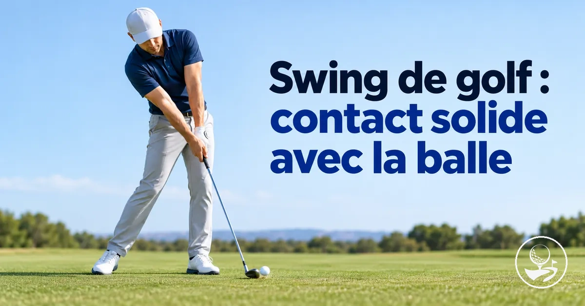 Golfeur débutant réalisant un swing contrôlé pour obtenir un contact solide avec la balle