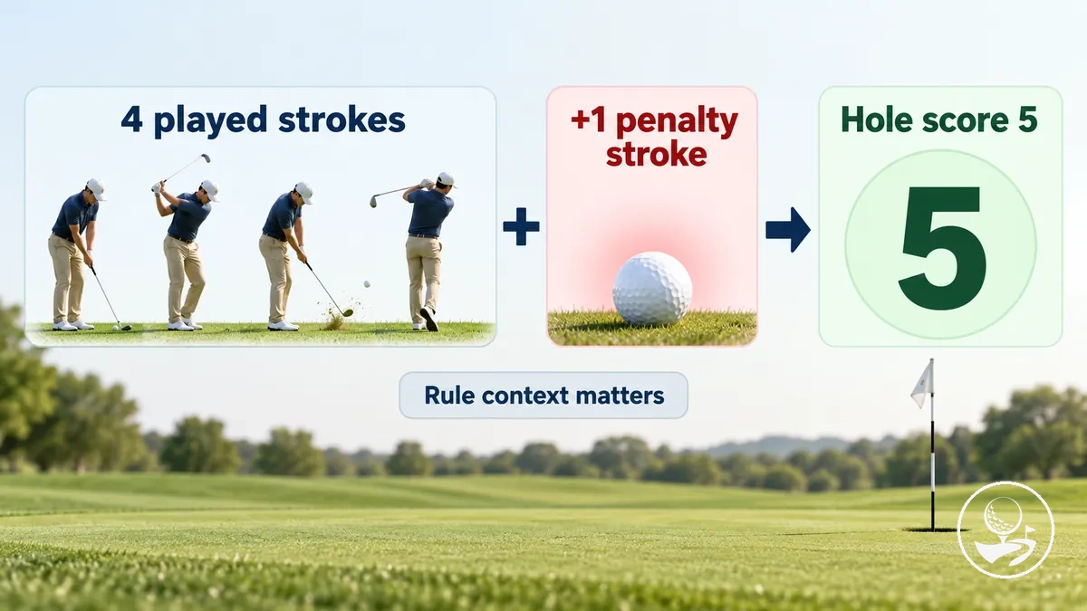 Exemple de score au golf montrant un coup de pénalité ajouté au score d’un trou