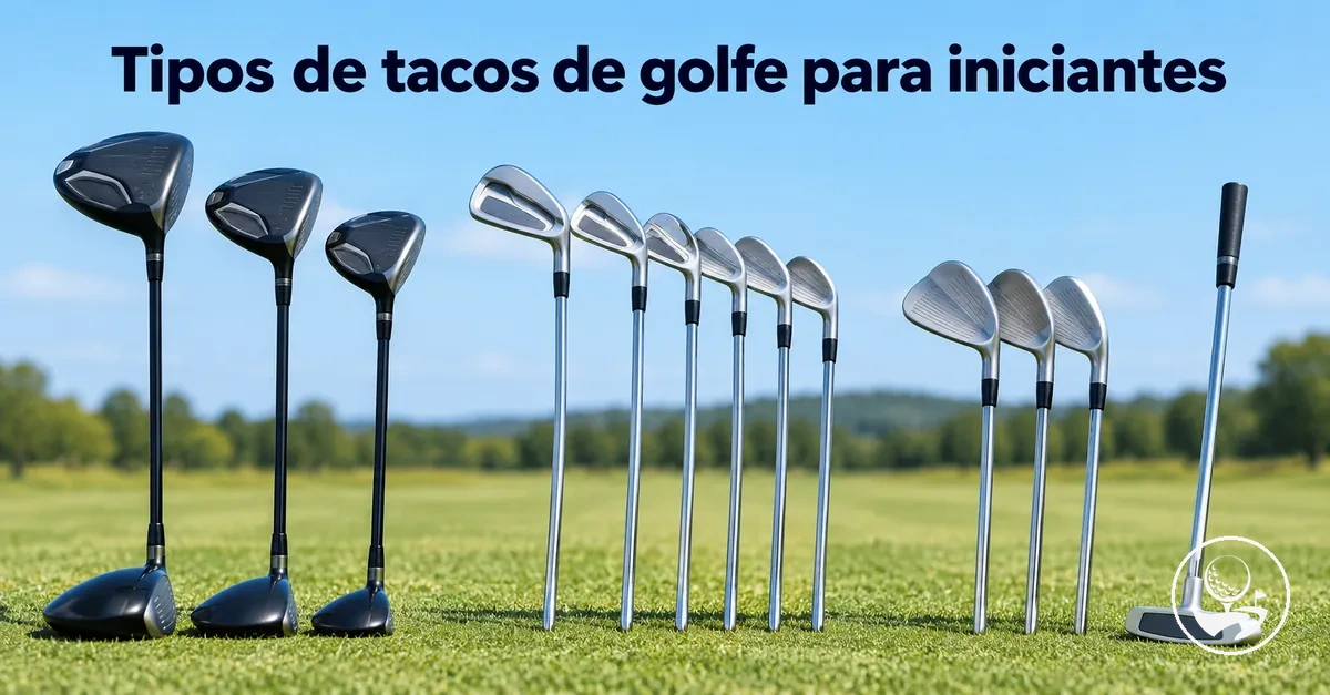 Tacos de golfe agrupados por tipo para um golfista iniciante